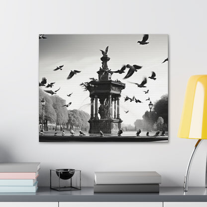 Fountain flock Canvas Art