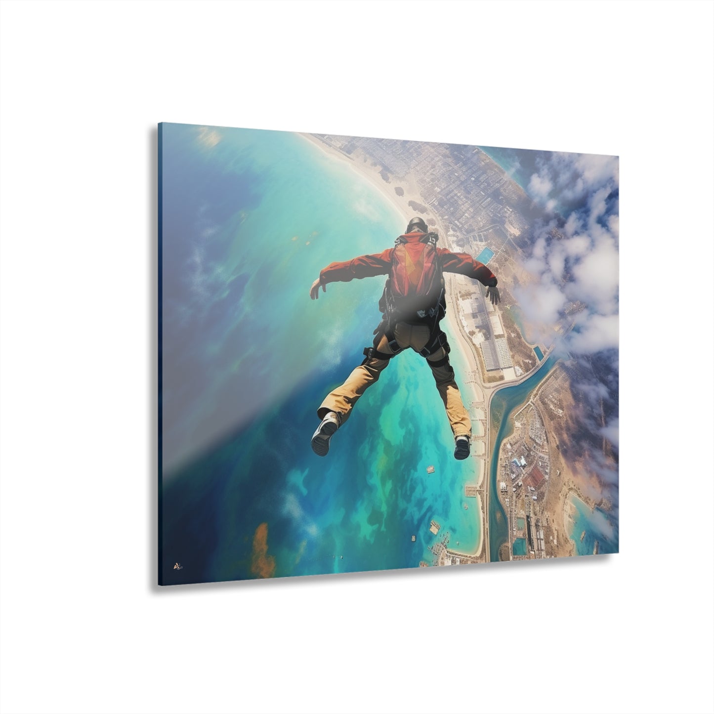 Freefall, Skydiving, Landscape Concept Style, Acrylic Wall Art