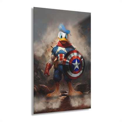 Captain America Duck, Pop Culture, Concept Style, Acrylic Wall Art