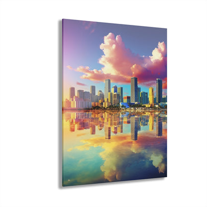 Miami Sunset, Landscape, Color Splash, Concept Style, Acrylic Wall Art