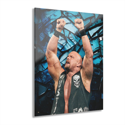 Stone Cold Steve Austin, Concept Style, Broken Glass Background, Acrylic Wall Art