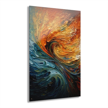 Water and Fire, Abstract, Concept, Acrylic Wall Art