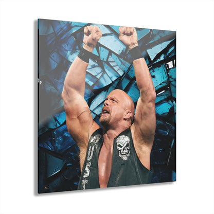 Stone Cold Steve Austin, Concept Style, Broken Glass Background, Acrylic Wall Art