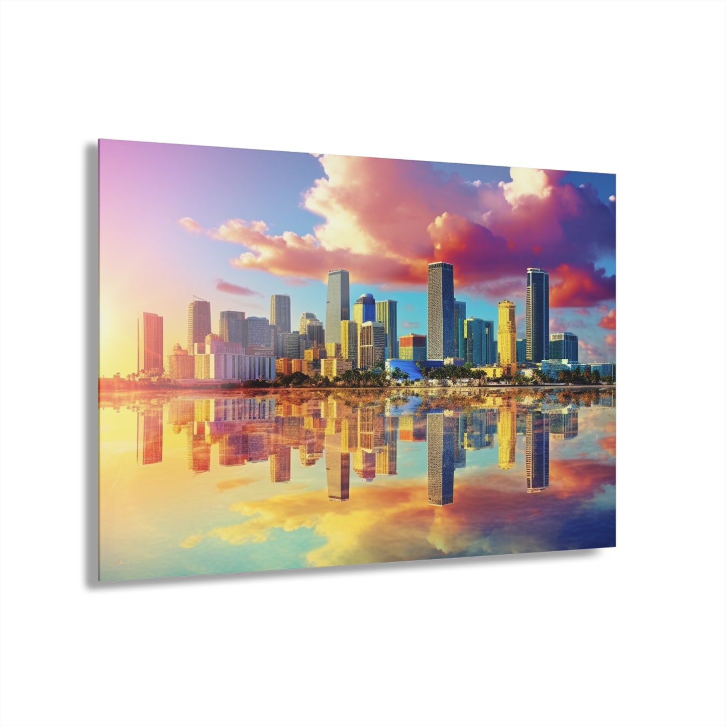 Miami Sunset, Landscape, Color Splash, Concept Style, Acrylic Wall Art