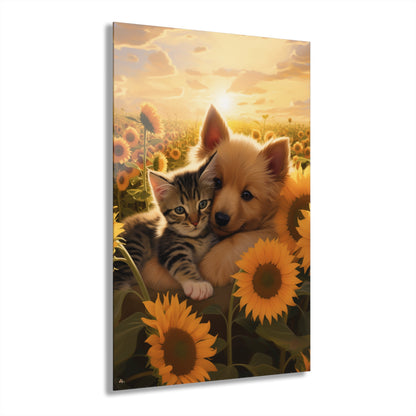 Best Friends, Cat and Dog, Animal Concept Style, Acrylic Wall Art