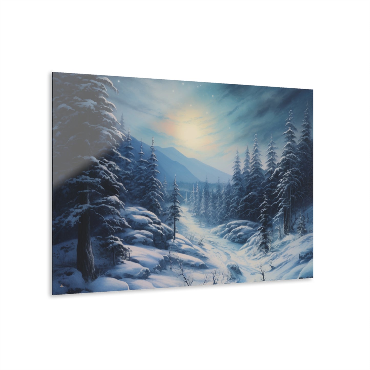 Moonlit Snow, Landscape Concept Style, Acrylic Wall Art