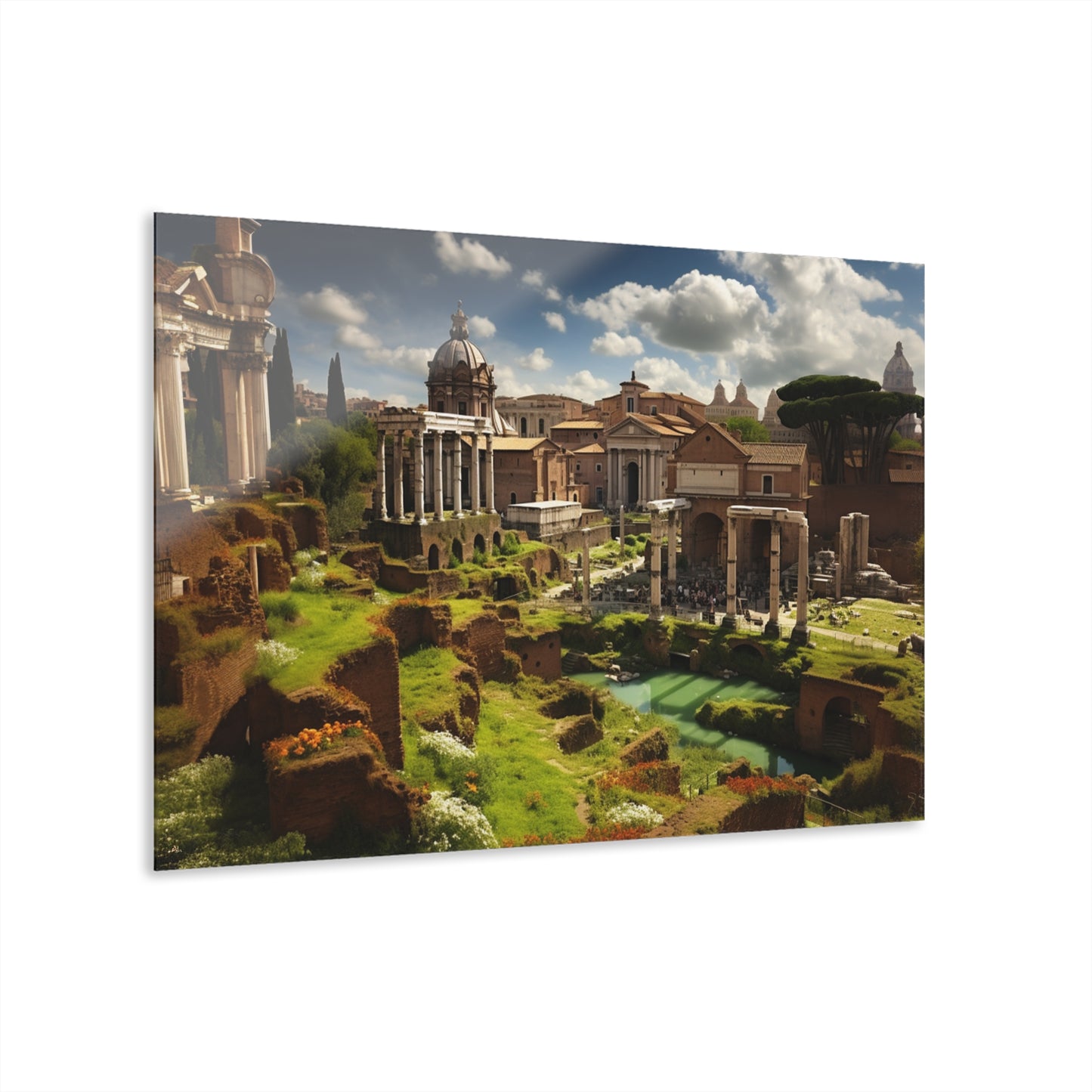 Rome Garden, Landscape, Concept, Acrylic Wall Art