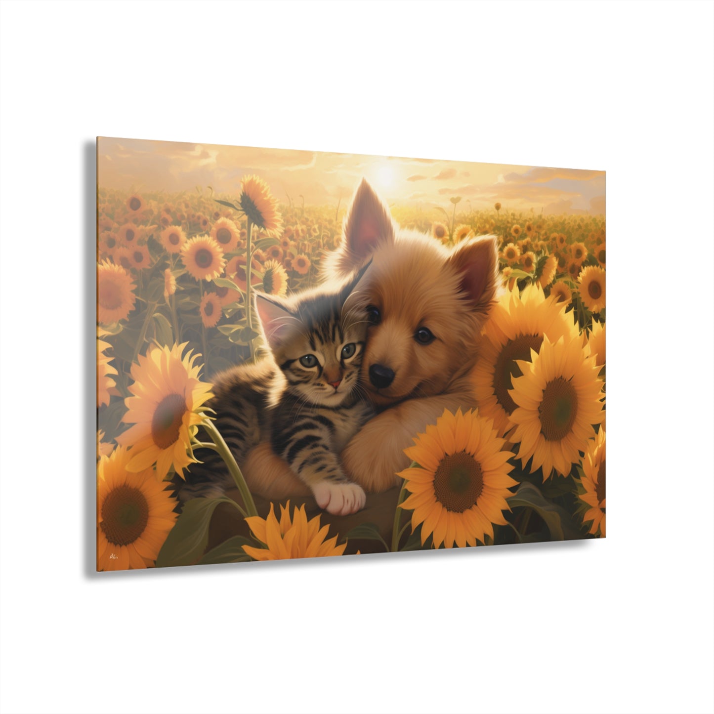 Best Friends, Cat and Dog, Animal Concept Style, Acrylic Wall Art