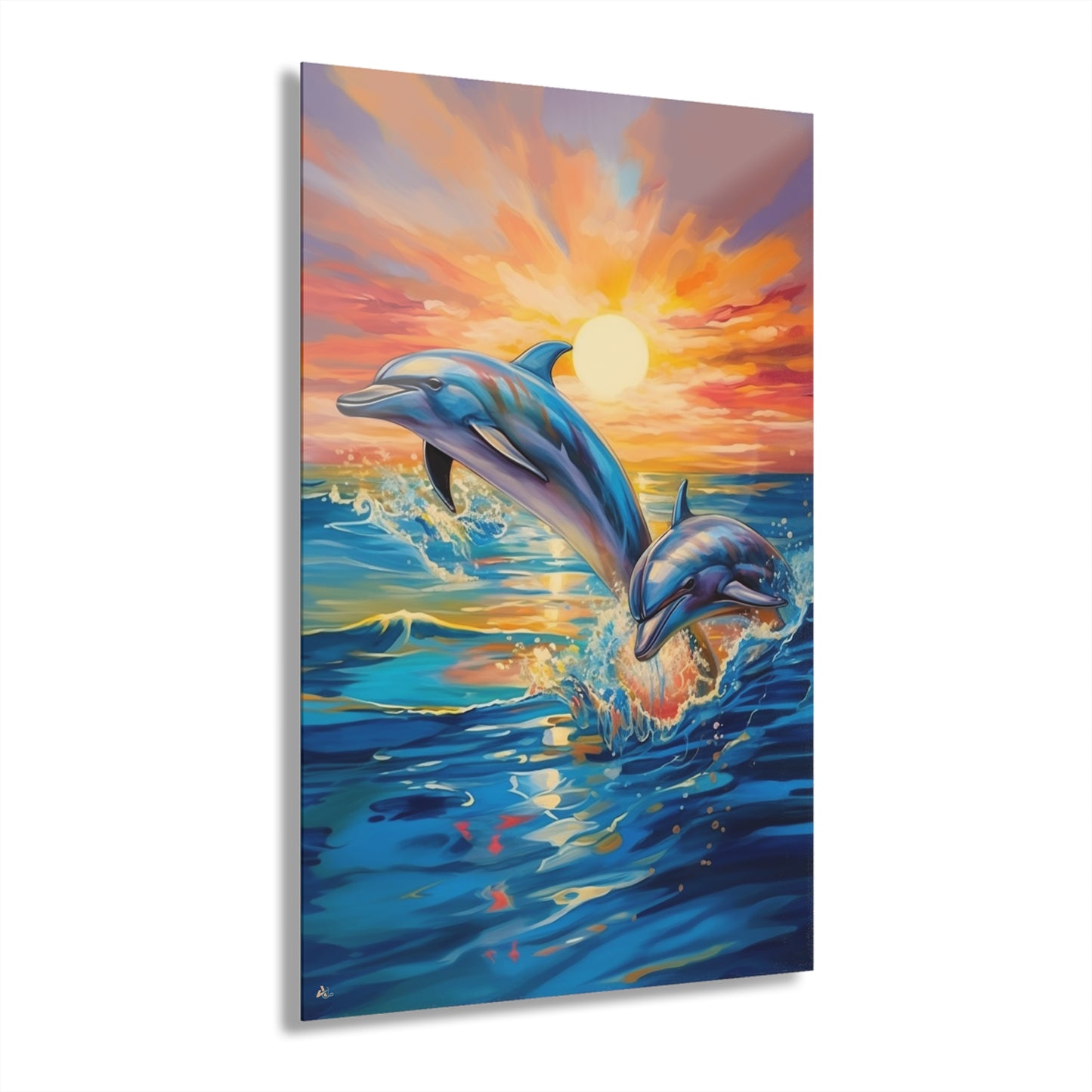 Dolphin Sunset, Animal Concept Style, Acrylic Wall Art