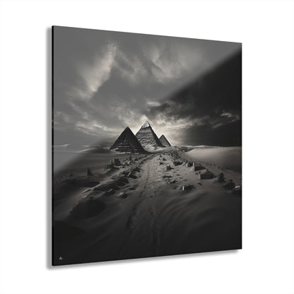 Pyramid Row, Black and White, Landscape Concept Style, Acrylic Wall Art