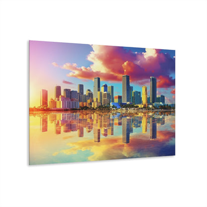 Miami Sunset, Landscape, Color Splash, Concept Style, Acrylic Wall Art