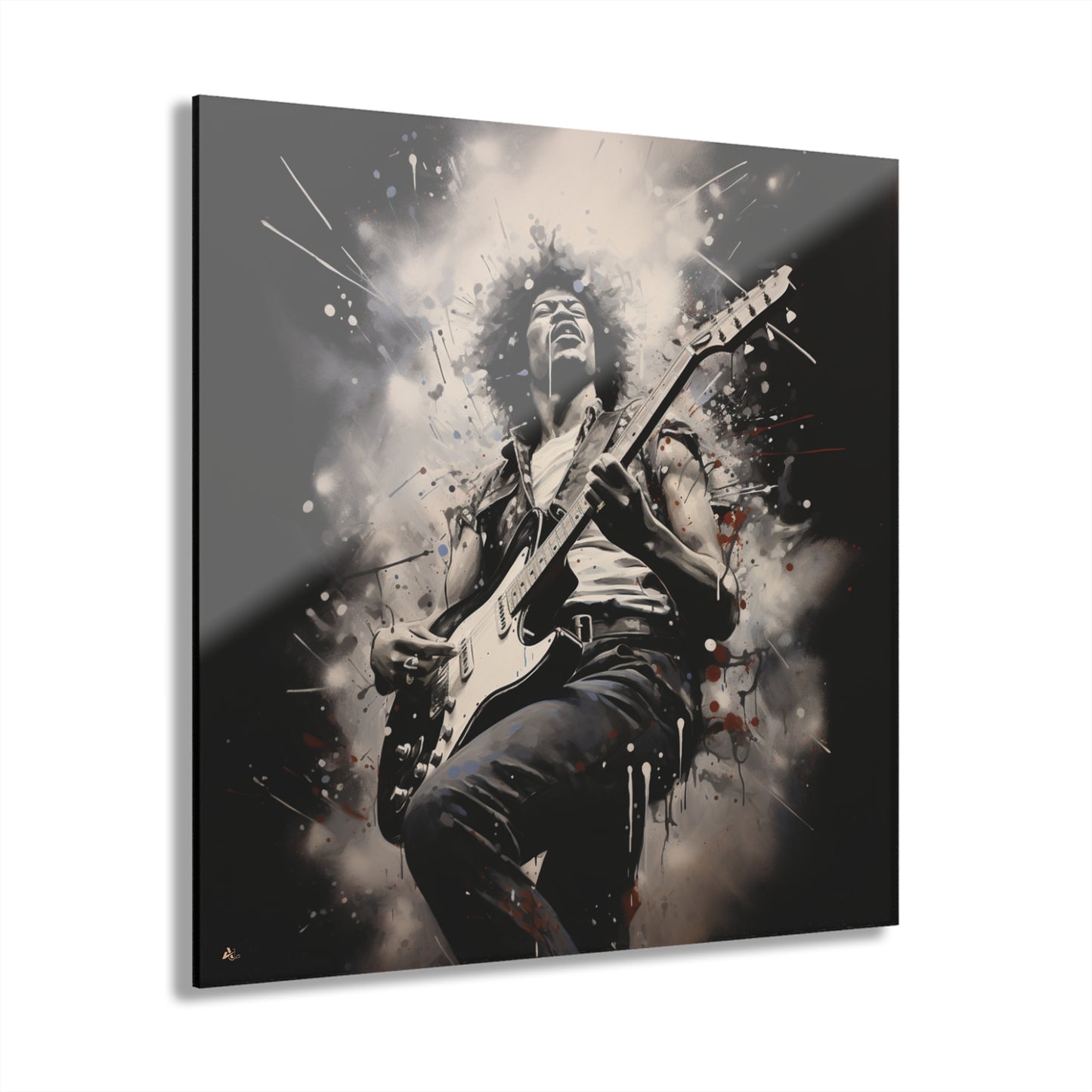 Jimmy Hendrix Concept Style, Black and White, Acrylic Wall Art