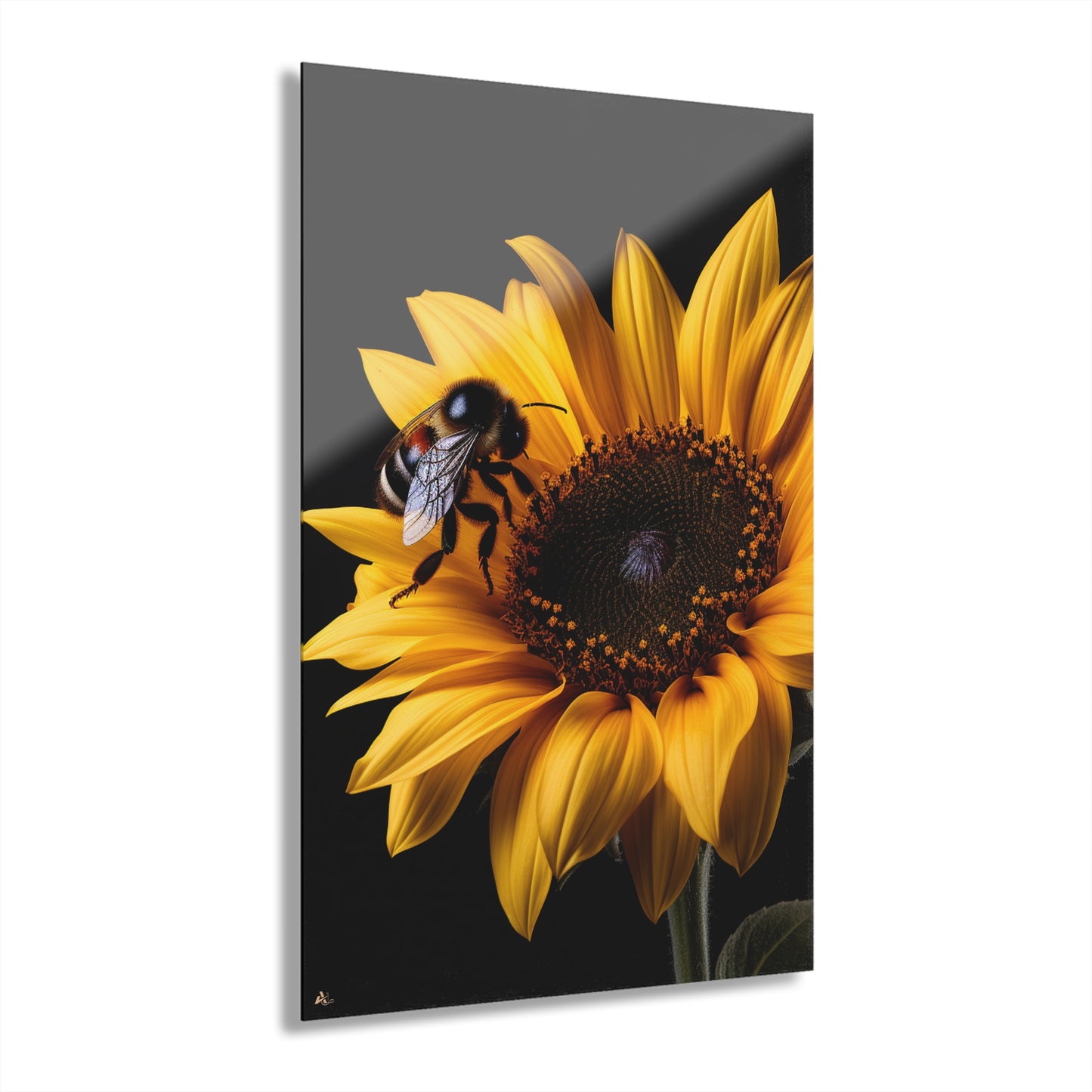 Bumblebee Sunflower, No Background Concept, Acrylic Wall Art