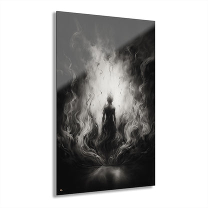 Flame Walker, Black and White, Concept Style, Acrylic Wall Art