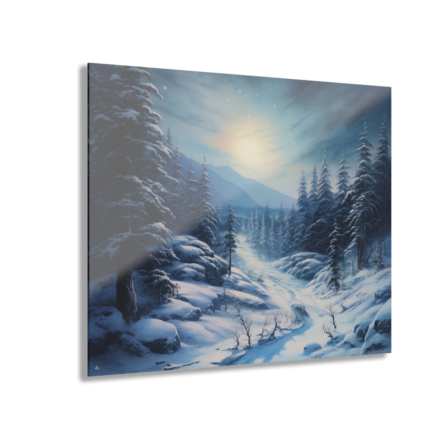 Moonlit Snow, Landscape Concept Style, Acrylic Wall Art