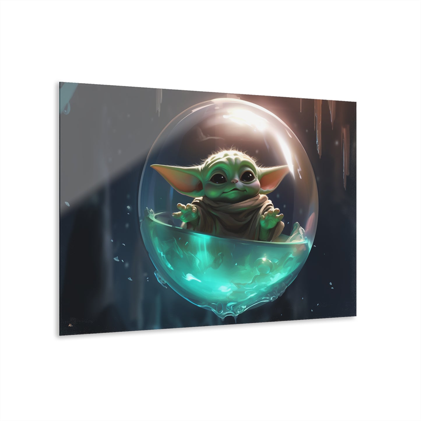 Bubble Boy Grogu, Pop Culture, Concept Style, Acrylic Wall Art