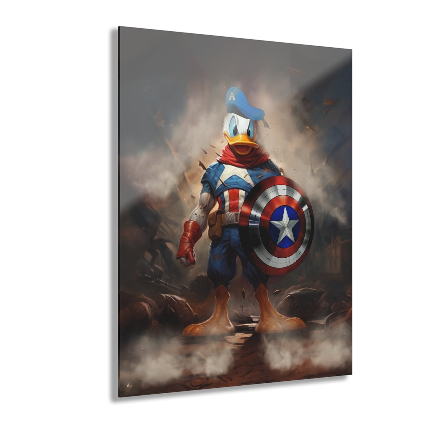 Captain America Duck, Pop Culture, Concept Style, Acrylic Wall Art