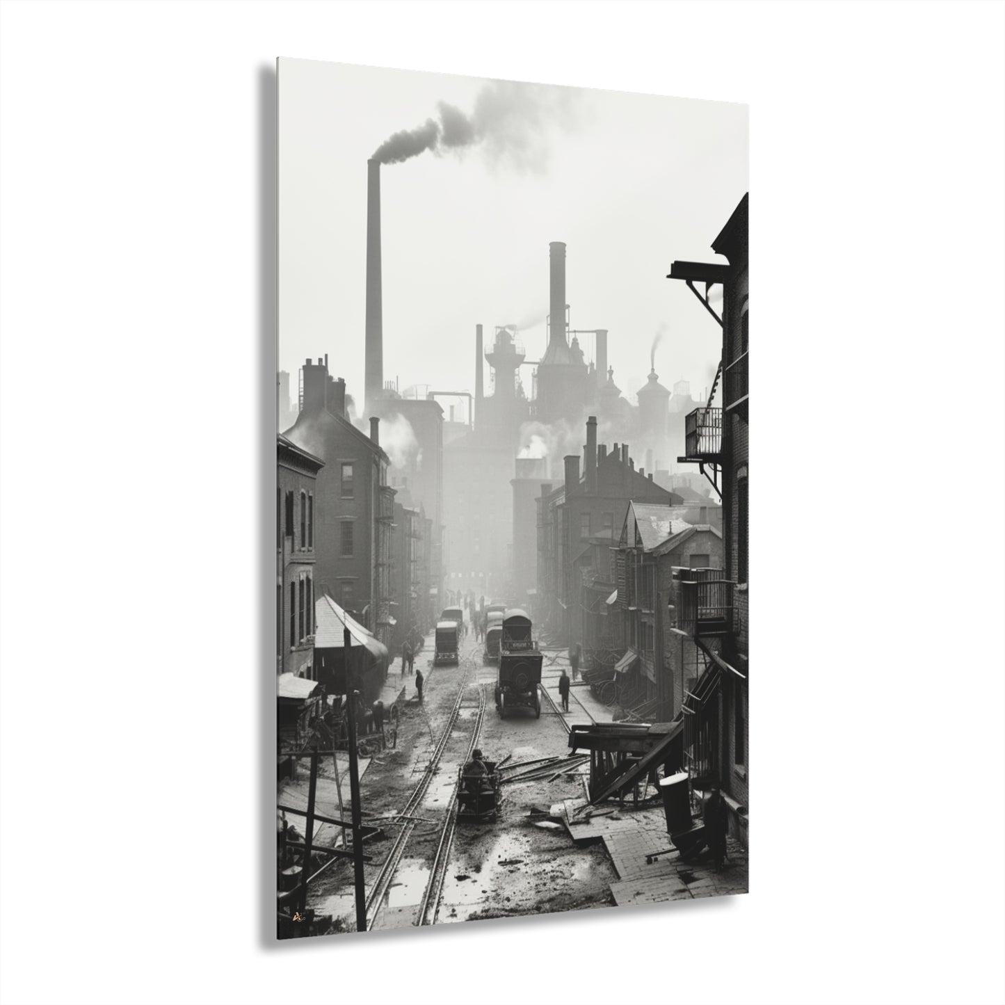 Industrial City, Black and White, Concept Style, Acrylic Wall Art