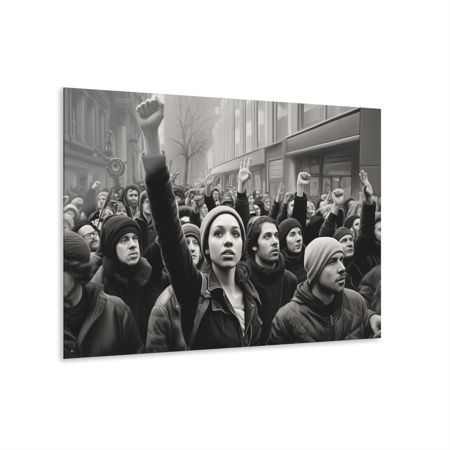 Protest, Black and White Concept Style, Acrylic Wall Art