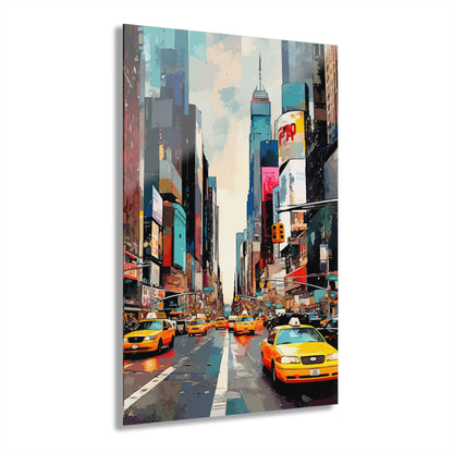 NYC Street, Abstract Concept Style, Acrylic Wall Art