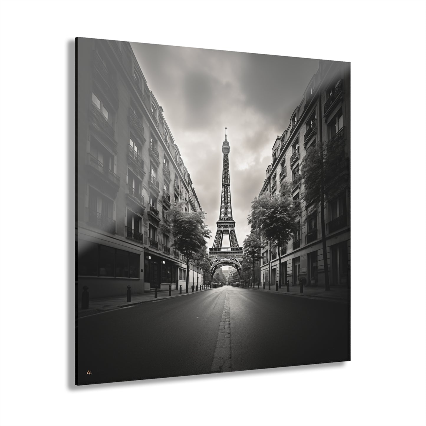 Tower Road, Black and White, Landscape Concept Style, Acrylic Wall Art