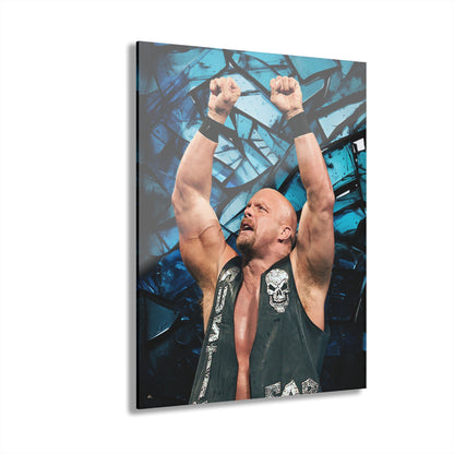 Stone Cold Steve Austin, Concept Style, Broken Glass Background, Acrylic Wall Art