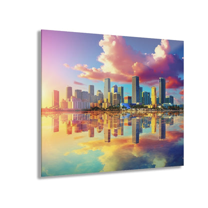 Miami Sunset, Landscape, Color Splash, Concept Style, Acrylic Wall Art