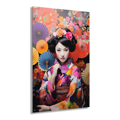 Japanese Flower, People, Cultural Concept Style, Acrylic Wall Art