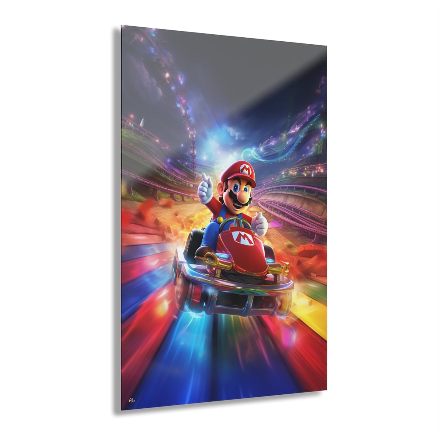 Rainbow Road, Mario, Video Game Color Splash, Concept Style, Acrylic Wall Art