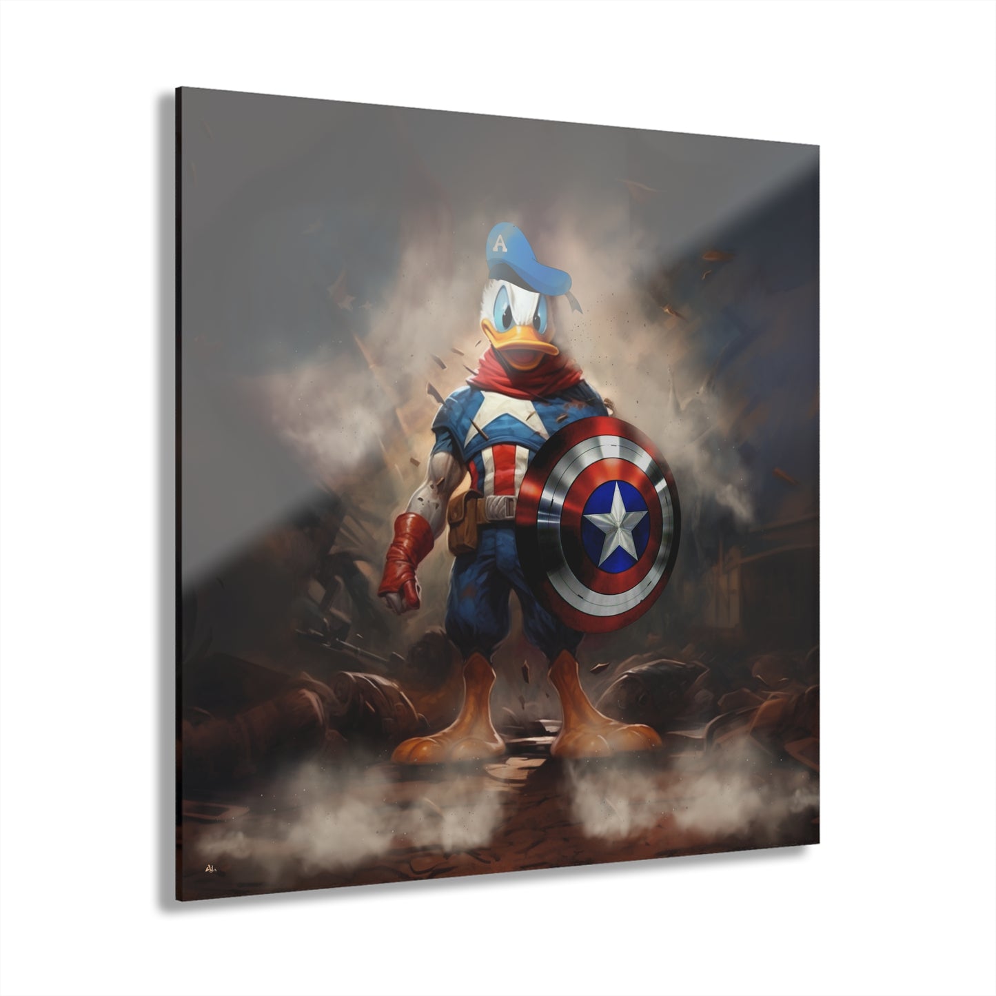 Captain America Duck, Pop Culture, Concept Style, Acrylic Wall Art