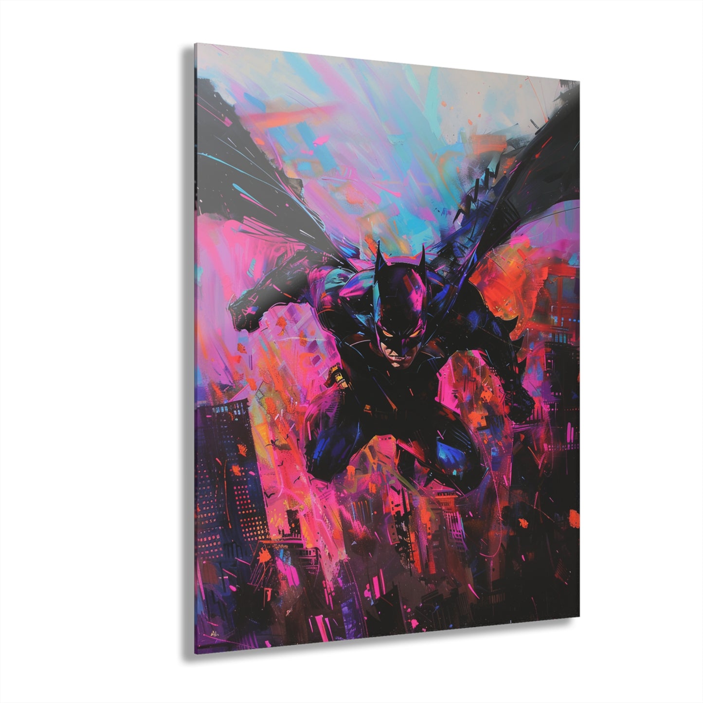 Abstract Knight: Picasso's Gotham Glide, Fan Concept Batman, Acrylic Wall Art