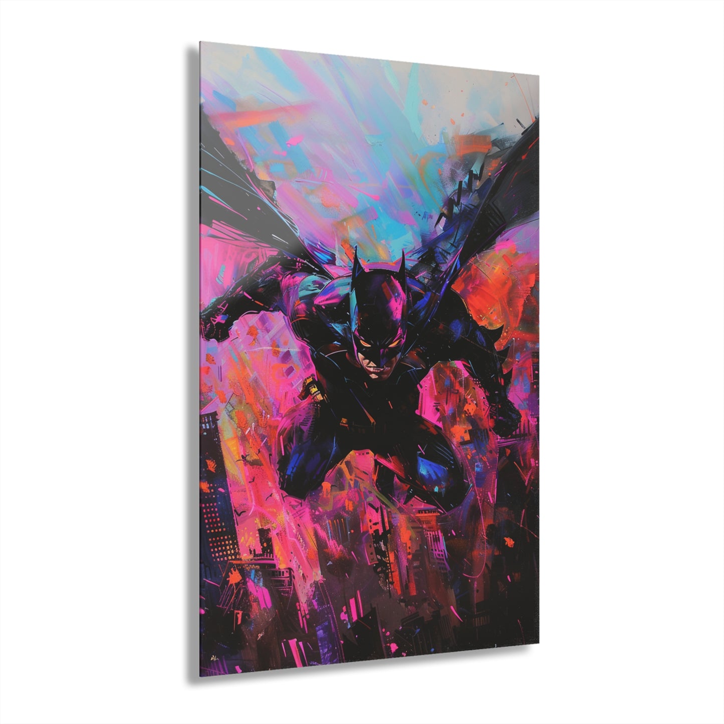 Abstract Knight: Picasso's Gotham Glide, Fan Concept Batman, Acrylic Wall Art