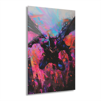 Abstract Knight: Picasso's Gotham Glide, Fan Concept Batman, Acrylic Wall Art