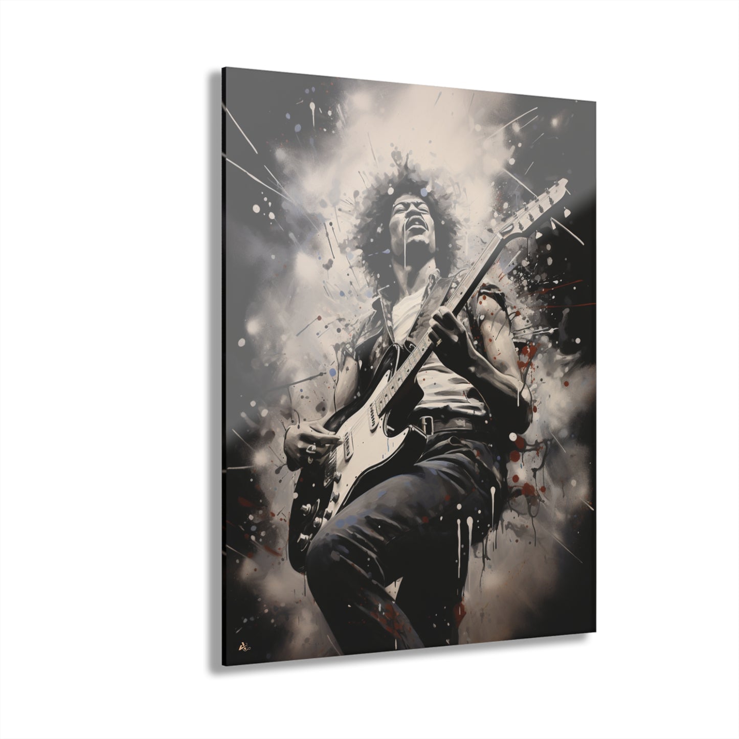 Jimmy Hendrix Concept Style, Black and White, Acrylic Wall Art