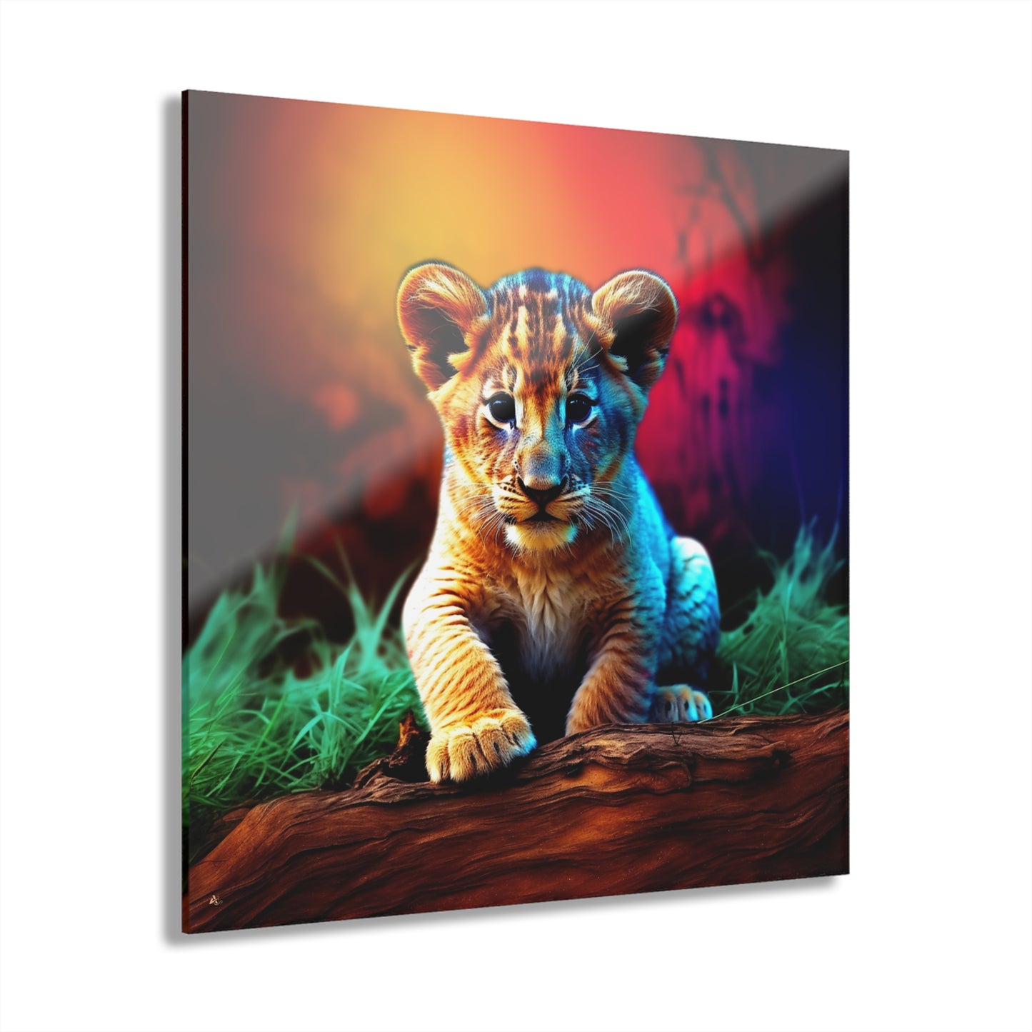 Prince of the Jungle, Lion Cub, Animal Concept Style, Acrylic Wall Art